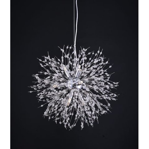 Lustre Pendente Cristal Flor Dente De Leão 50 Cm Para Sala Estar Jantar E Quarto
