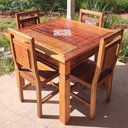 Ver imagem 1 de Mesa de Jantar em Madeira Maciça 1,4m Quadrada com Ladrilho