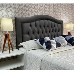Cabeceira Cama King Capitone Sophia Provençal Suede Cinza 60 Rbl - 1