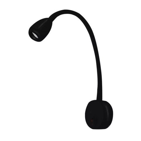 Arandela Led 3w 3000k Haste Flexível Quarto Cabeceira Cama Leitura - Preto