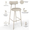 Ver imagem 4 de Kit 04 Banquetas Alta Bar Cozinha Sala de Jantar Estrutura em Aço Milão L02 Bouclê Bege - Lyam Decor