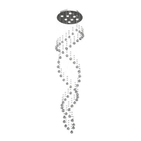 Lustre de Cristal Legitimo DNA 42cm Pé Direito Duplo Vão de Escada Sala Alta DNA42 - 1,50 m