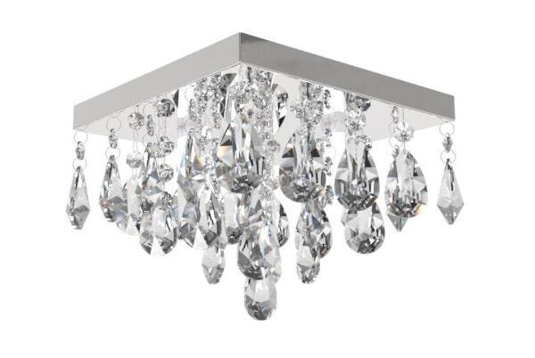 Plafon de Cristal Legitimo Amêndoa L21x21cm A14cm Soq 2xg9 - 1