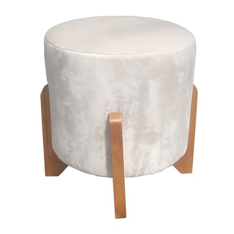 Puff Redondo Arthur Suede Veludo MV Estofados Bege