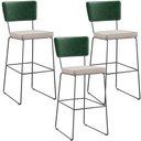 Ver imagem 1 de Kit 03 Banquetas Altas Cozinha Sala Jantar Fixa Allana L02 Facto Verde Musgo Linho Cru - Lyam Decor