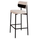 Ver imagem 5 de Banqueta Alta Bar Estofada Kit 2 Ella M25 Linho Palha/preto - Mpozenato