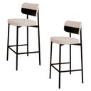 Ver imagem 1 de Banqueta Alta Bar Estofada Kit 2 Ella M25 Linho Palha/preto - Mpozenato