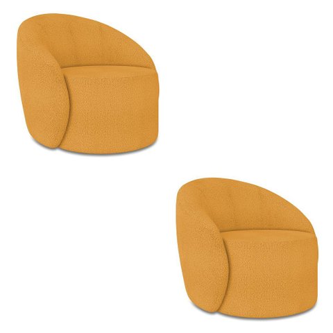 Poltrona Orgânica Kit 2 Lua Bouclê Mostarda D03 - D’Rossi