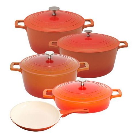 Jogo 5 Panelas Laranja Cerâmica Indução Cook&chef Mimo Style