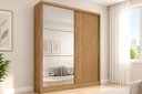 Ver imagem 1 de Guarda Roupa Solteiro com Espelho 100% MDF 2 Portas de Correr 3 Gavetas 162cm Virtus Plus Cumaru - N