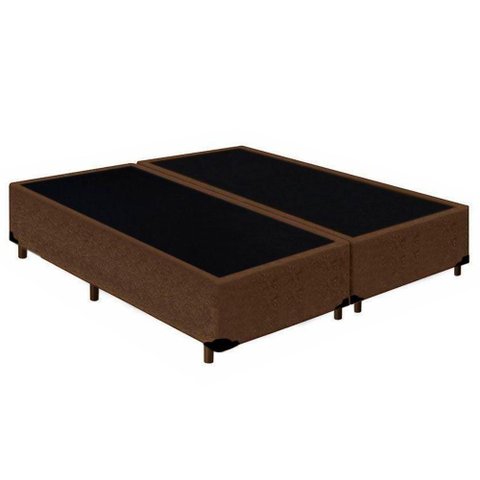 Cama Box King Bipartido Suede Mega Cama Marrom 192x203x42cm
