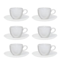 CONJUNTO 6 XÍCARAS DE CHÁ 220ML com PIRES 16CM RYO WHITE - OXFORD PORCELANAS - 1