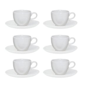 CONJUNTO 6 XÍCARAS DE CHÁ 220ML com PIRES 16CM RYO WHITE - OXFORD PORCELANAS