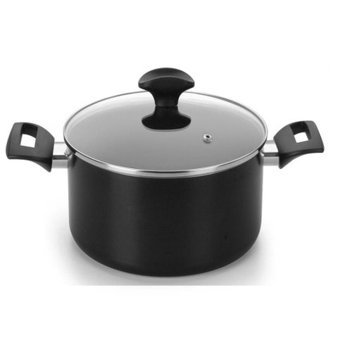 Caçarola Induct+ Preta 22 Cm 3,7 L em Alumínio com Revestimento Interno Antiaderente Multiflon