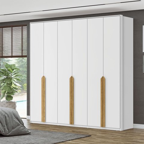 Guarda-roupa Casal Barcelona 6 Portas 4 Gavetas Branco Fosco - Mx Móveis