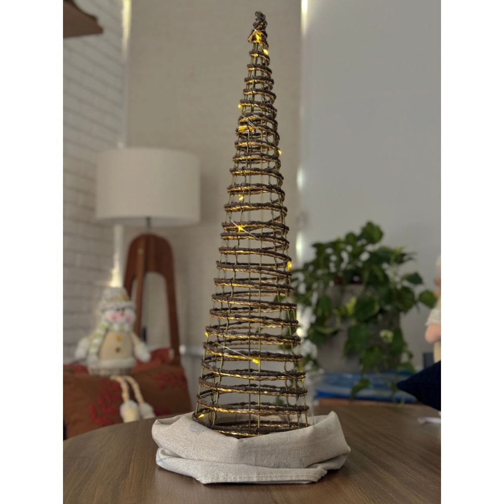 Árvore Cone Led Marrom/dourado 60cm