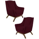 Ver imagem 1 de 2 Poltronas Base Manu Madeira B-278 Veludo Marsala Domi