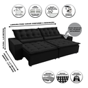 Ver imagem 3 de Sofá Elegance Retratil e Reclinavel 2,32 Mts Veludo Preto