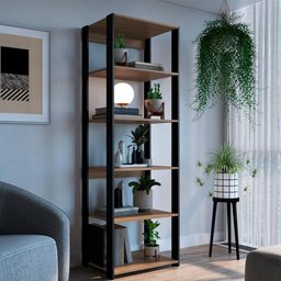 Estante Livreiro 183x60cm 05 Prateleiras Preto Montana Proddy Preto Montana - 1