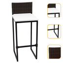 Ver imagem 1 de Banco Quadrado Junco Argila para Bancada Alta Cozinha Área Gourmet Bistrô Piscina Bar