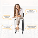 Ver imagem 4 de Banco Quadrado Junco Argila para Bancada Alta Cozinha Área Gourmet Bistrô Piscina Bar