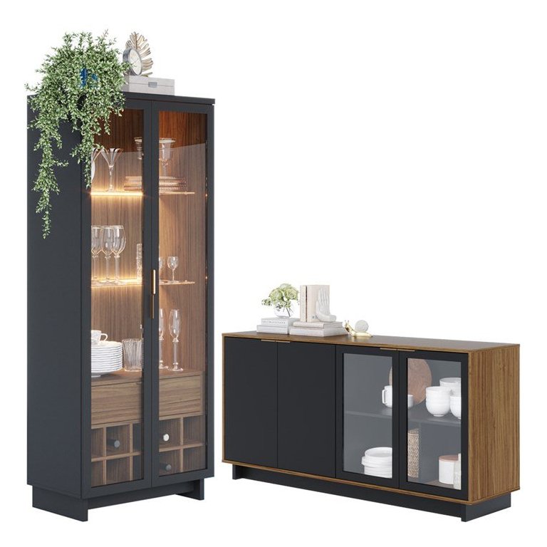Buffet Vitoria e Cristaleira Guanabara Preto Noce Milano Clb