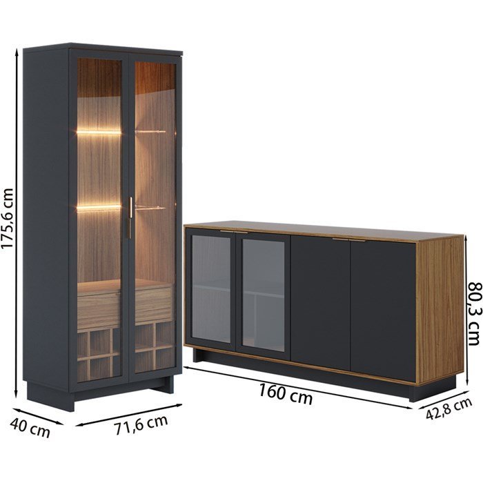 Buffet Vitoria e Cristaleira Guanabara Preto Noce Milano Clb - 3