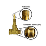 Registro Pressão Chuveiro 1416 3/4 Quadrado 25mm Completo - 5