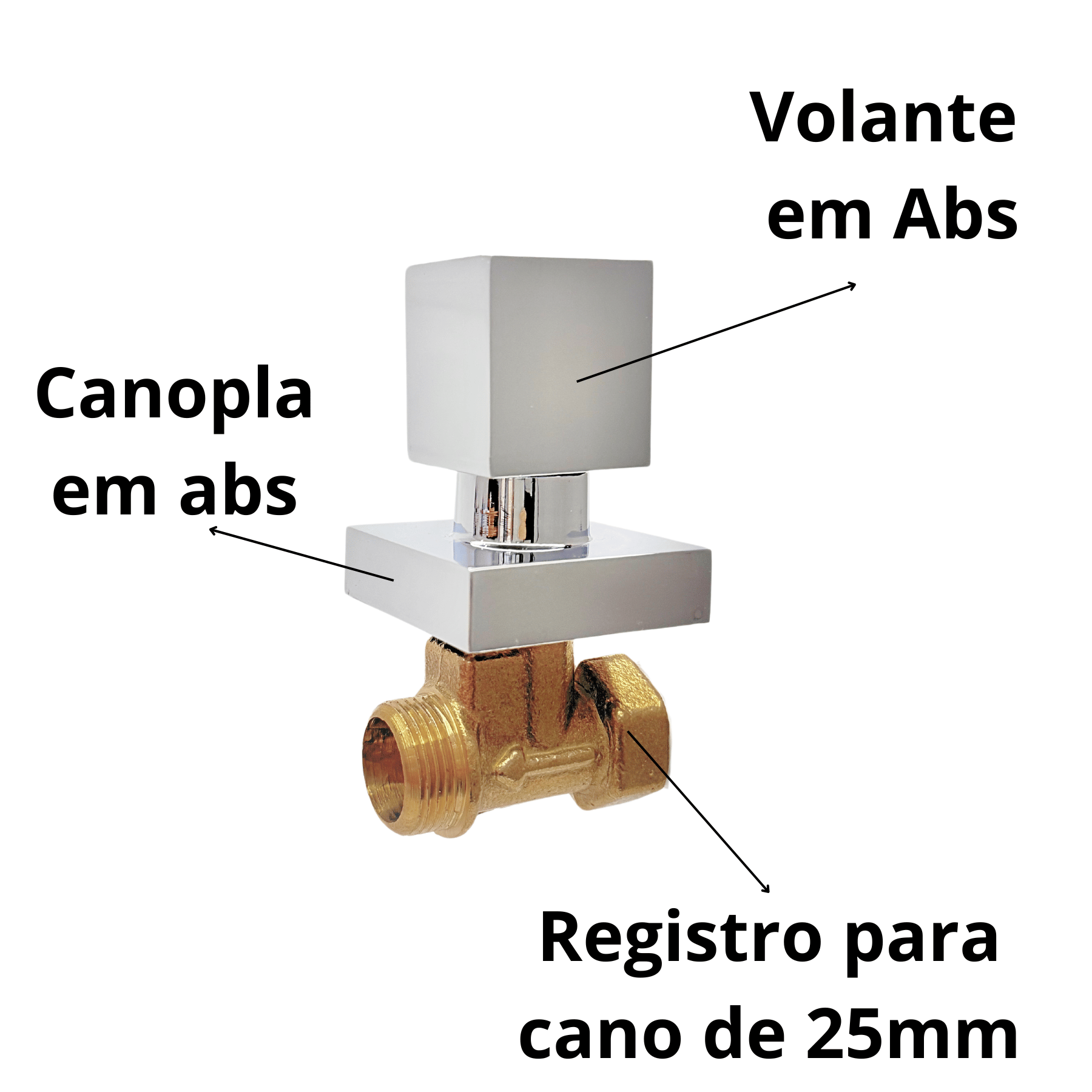 Registro Pressão Chuveiro 1416 3/4 Quadrado 25mm Completo - 3