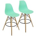 Ver imagem 1 de Kit 2 Banquetas Charles Eames Eiffel Wood Design Base Fixa Madeira - Verde