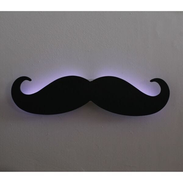 Luminária Bigode LED Decoração Barbearia Preto Fria MadeiraMadeira