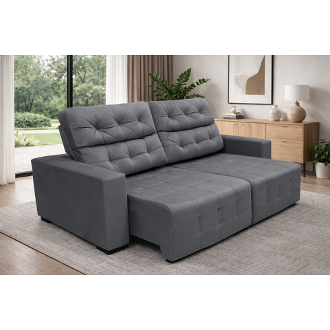 Sofá Retrátil e Reclinável Siena 2.00m Super Pillow - Chumbo