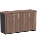 Ver imagem 1 de Armário Baixo Credenza PE25 Pandin 121,50 cm (largura) em MDP Cor Walnut e Preto com Três Portas