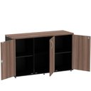 Ver imagem 4 de Armário Baixo Credenza PE25 Pandin 121,50 cm (largura) em MDP Cor Walnut e Preto com Três Portas