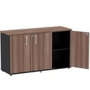 Ver imagem 2 de Armário Baixo Credenza PE25 Pandin 121,50 cm (largura) em MDP Cor Walnut e Preto com Três Portas