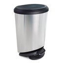 Ver imagem 1 de Lixeira Cesto Lixo Plástica Tampa Pedal 10l Metalizada Inox