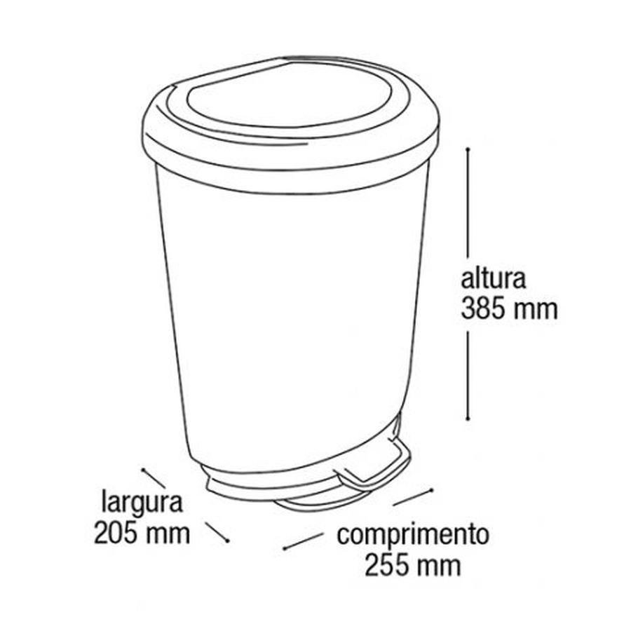 Lixeira Cesto Lixo Plástica Tampa Pedal 10l Metalizada Inox - 5