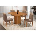 Ver imagem 1 de Conjunto: Mesa Sala Jantar Maldivas C/ Tampo Madeirado Canto Curvo 90x90cm e 4 Cadeiras Maldivas