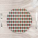 Ver imagem 1 de Capa para Sousplat 35cm Natal Argyle Branco/vermelho/verde - com Base - Kit com 6