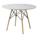 Ver imagem 1 de Mesa Dkr Eames Eiffel Redondo Tampo de Madeira 90cm Branco