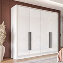 Ver imagem 1 de Guarda-roupa Casal Valência 4 Portas 4 Gavetas Branco - Politorno