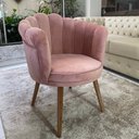 Ver imagem 4 de Poltrona Pétala em Sued Premium Rosê Sua Casa Decorações Pés Madeira Claro