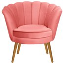 Ver imagem 2 de Poltrona Pétala em Sued Premium Rosê Sua Casa Decorações Pés Madeira Claro