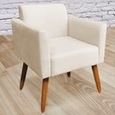Ver imagem 2 de Poltrona Decorativa Isabella Pés Palito Madeira Suede Bege - Gran Belo