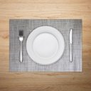 Ver imagem 4 de Jogo Lugar Americano Retangular Cinza 45 (L) x 30 (A)cm PVC Decoração Mesa Jantar Descanso Prato