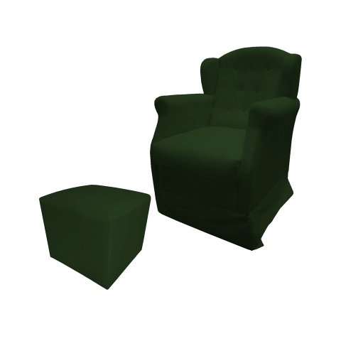 Poltrona Cadeira De Amamentação Com Balanço E Puff Manu Suede Verde Ms Decor