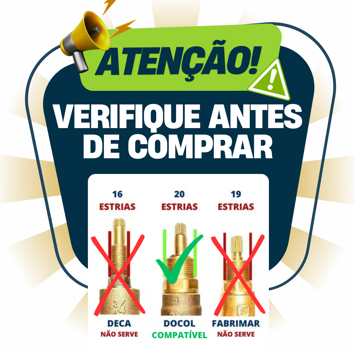 Acabamento Registro Docol em Cruz C31 Gaveta Pressão Metal - 3
