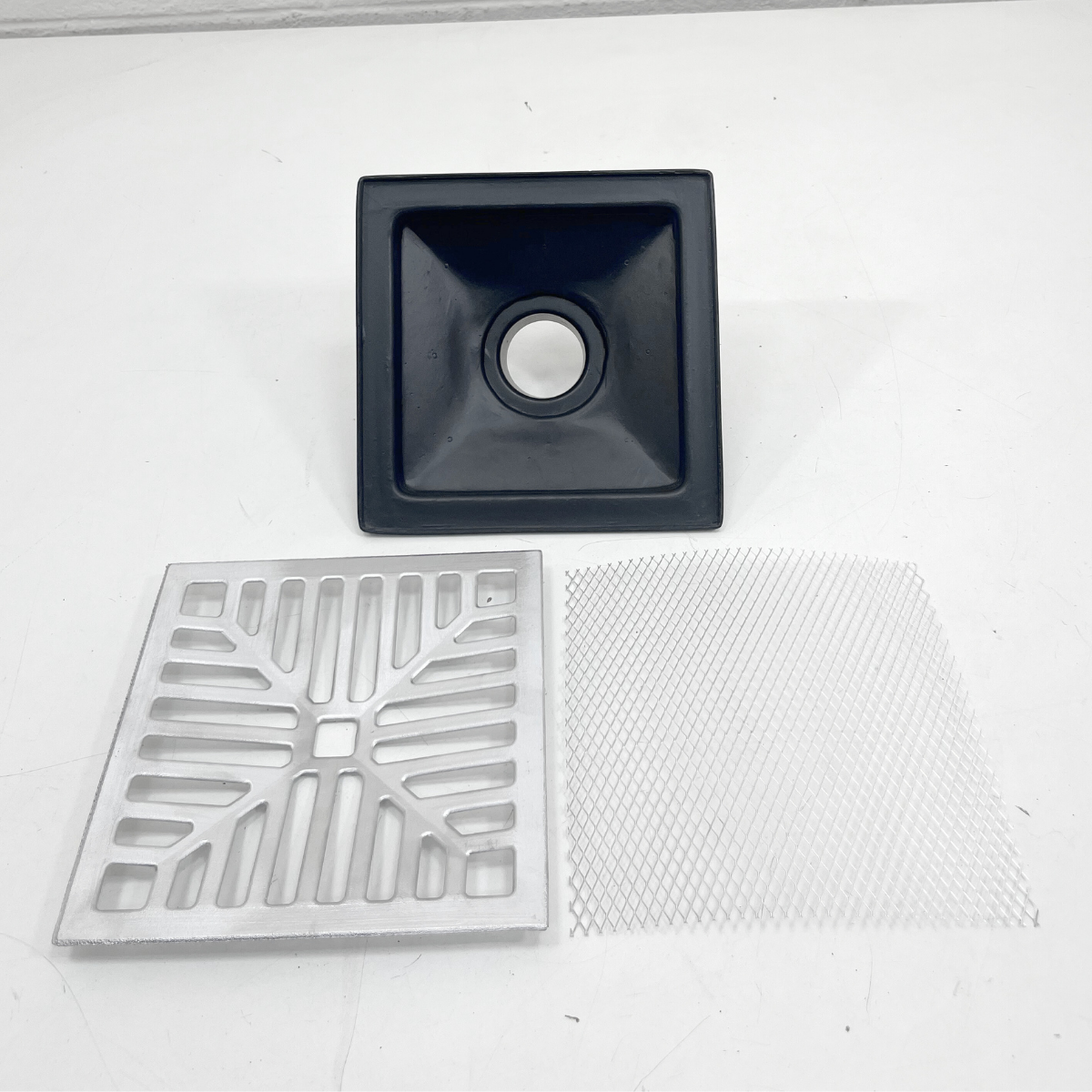 Ralo Quadrado 20x20 Aluminio Concavo Coletor Saída 2 Polegadas - 4