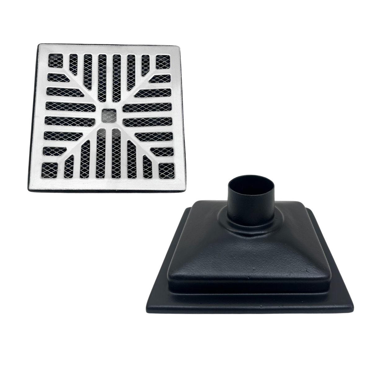 Ralo Quadrado 20x20 Aluminio Concavo Coletor Saída 2 Polegadas - 1