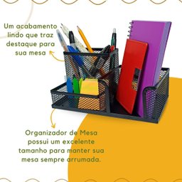 Organizador para Home Oficce 3 Partições Top Preto Kit 5 - 4